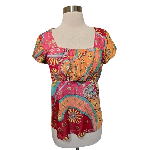 Christopher & Banks Tops - Womens Y2K Vintage Mesh Short Sleeve Shirt Size Small Pink  Retro